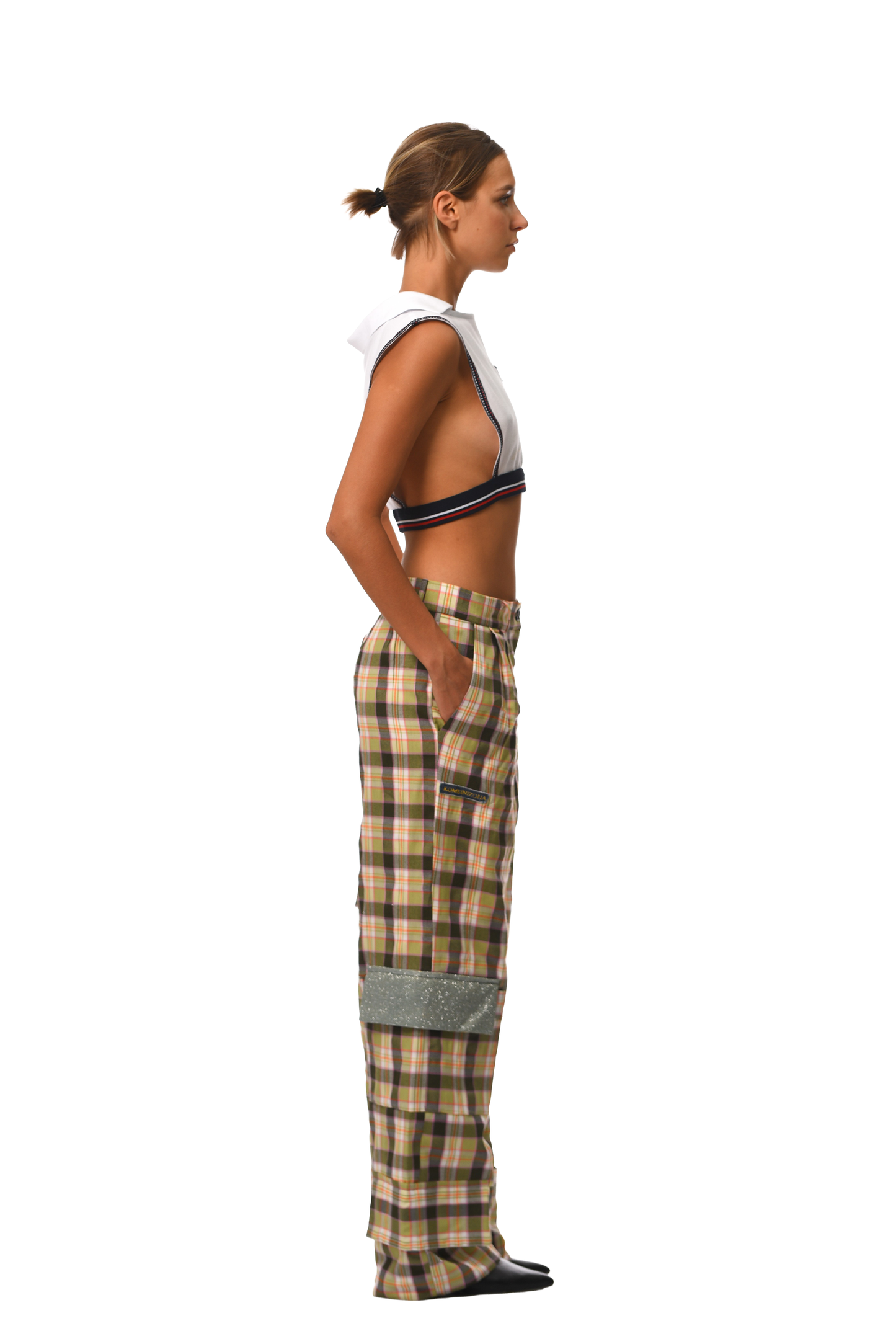 SALAD MIX PLAID CABARDINE TROUSERS
