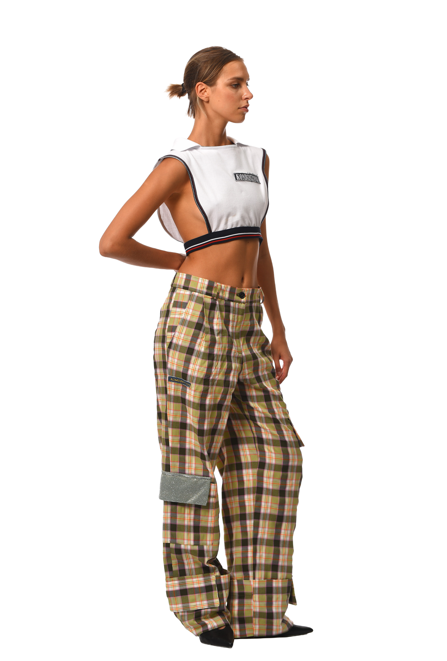 SALAD MIX PLAID CABARDINE TROUSERS