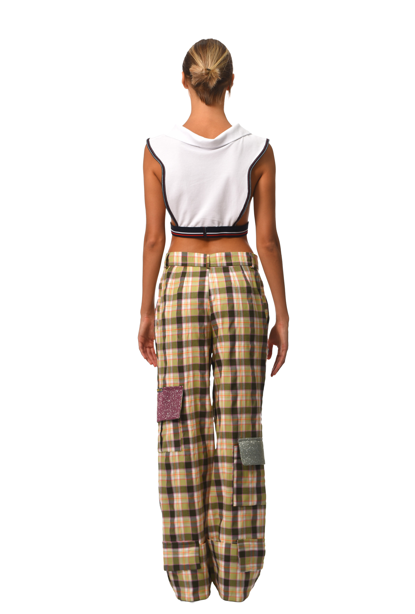 SALAD MIX PLAID CABARDINE TROUSERS