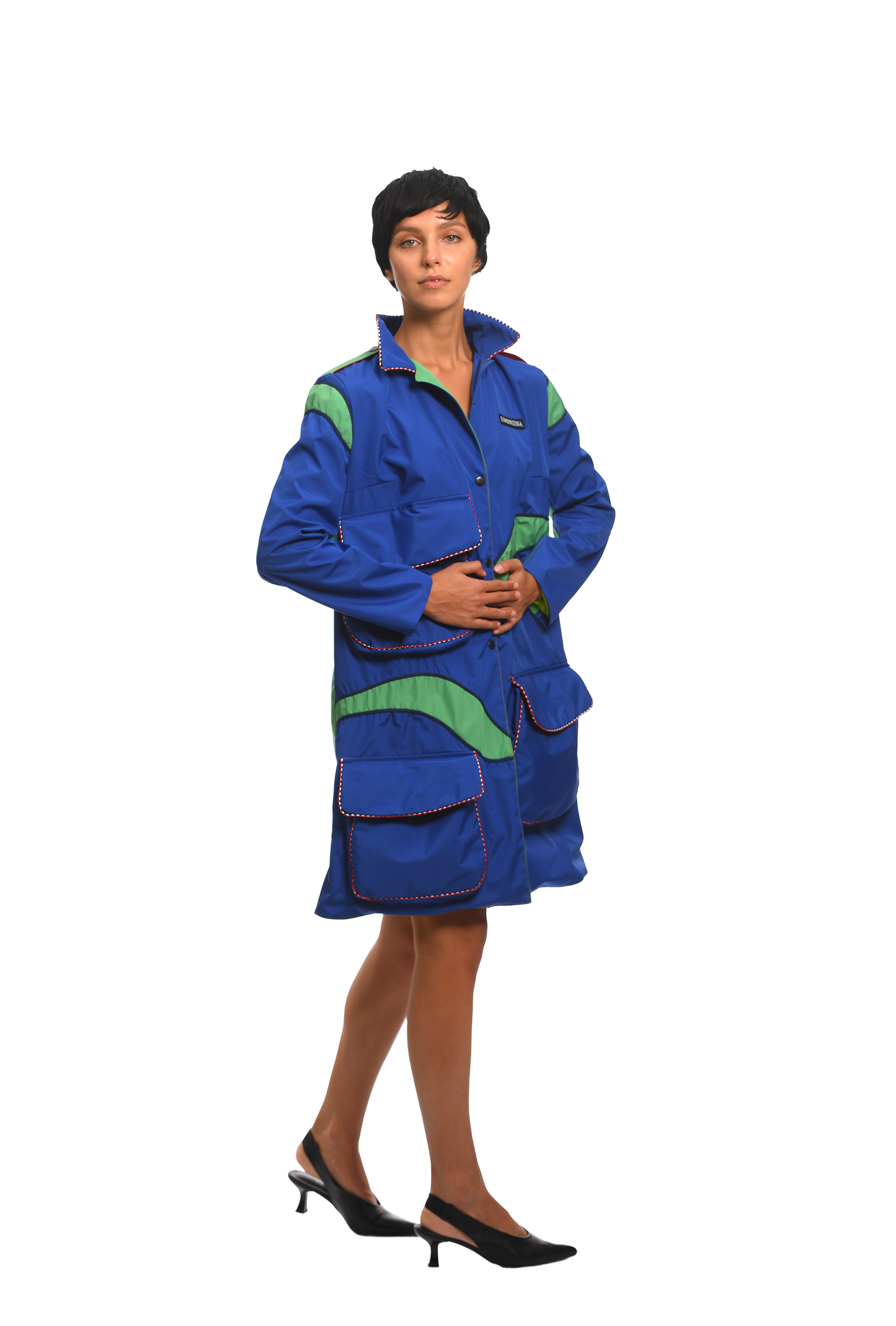 OCEAN BLUE RAINCOAT WITH WAVES