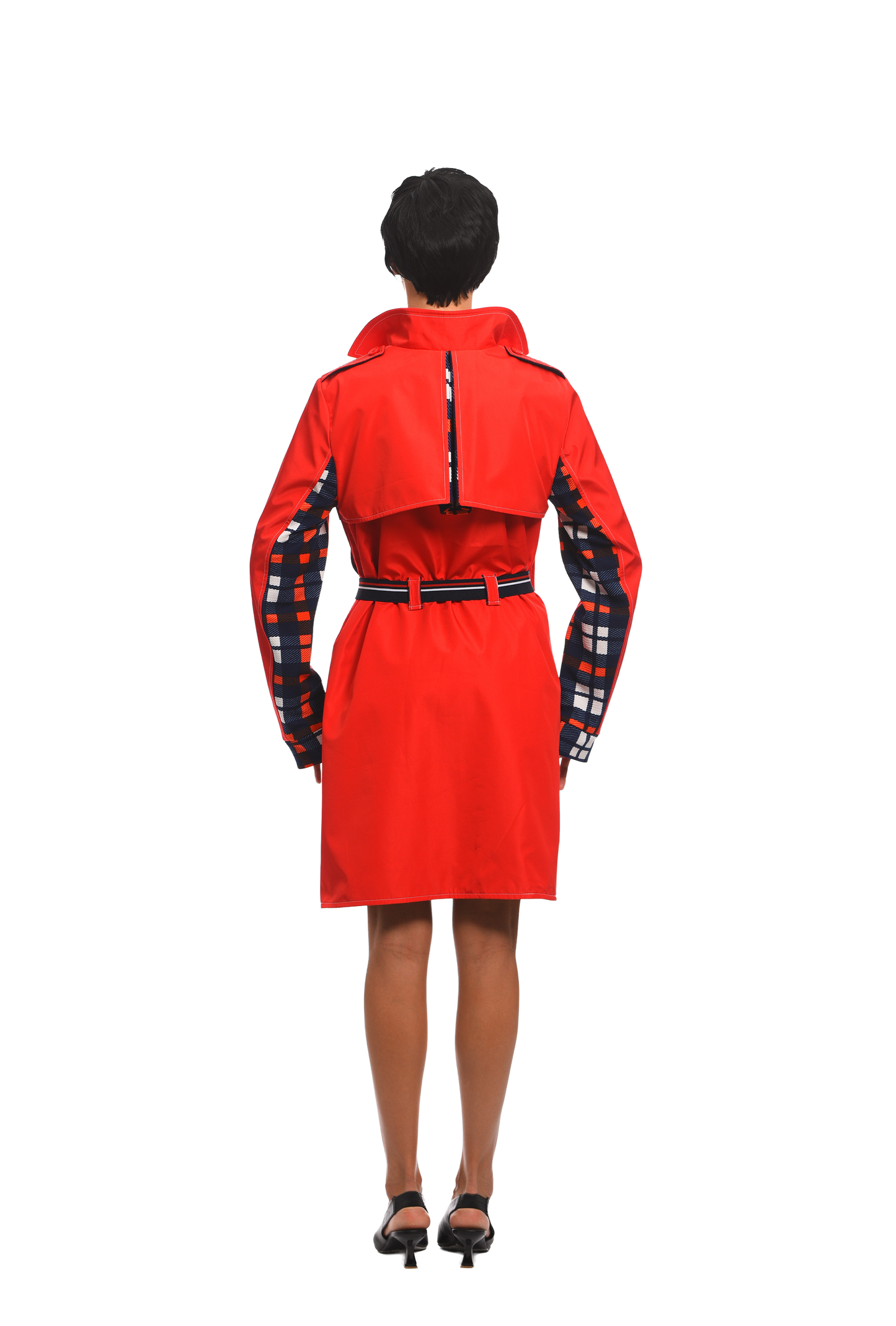 RED TRENCH COAT WITH POCKETS