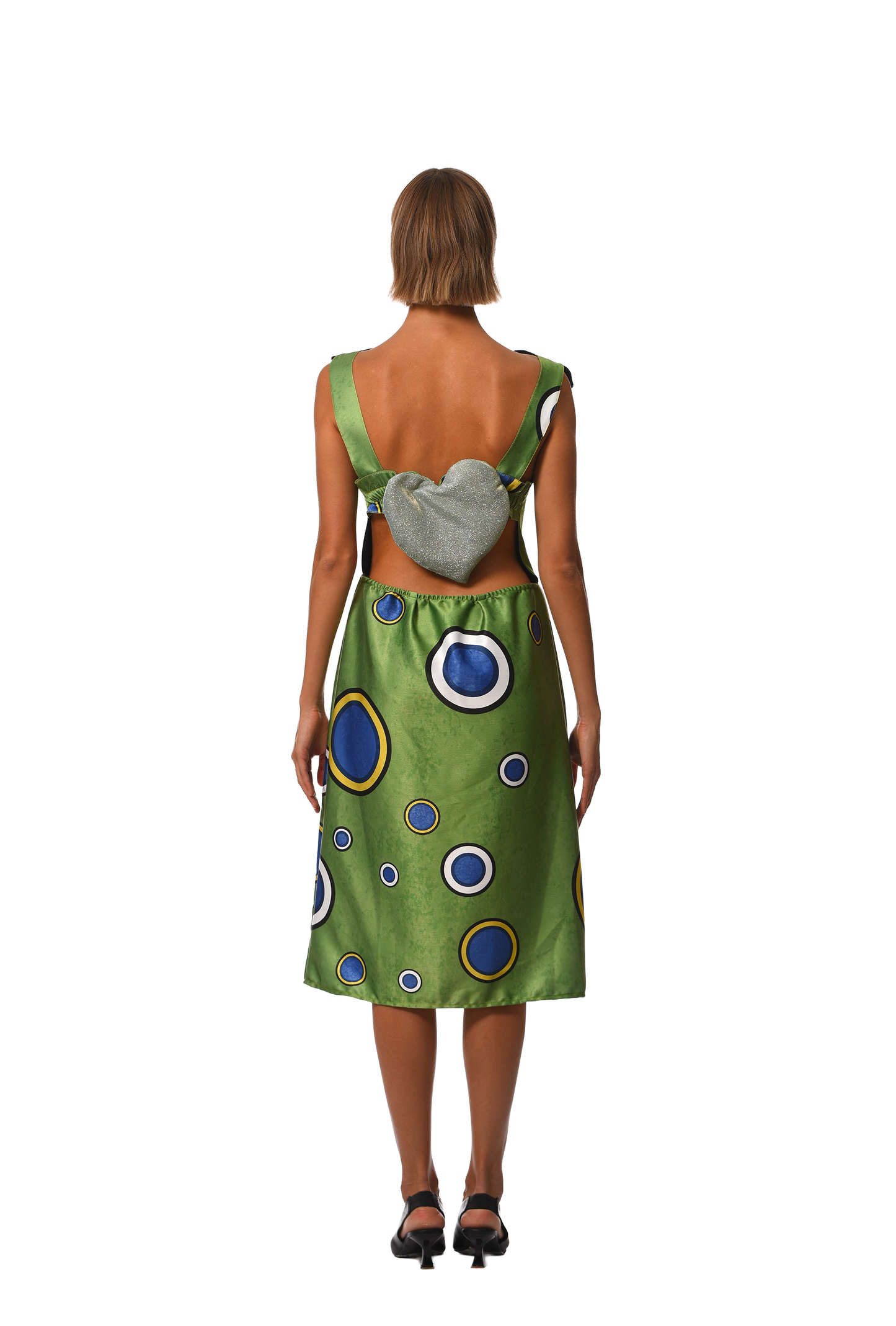 SILK GREEN CIRCLED DRESS