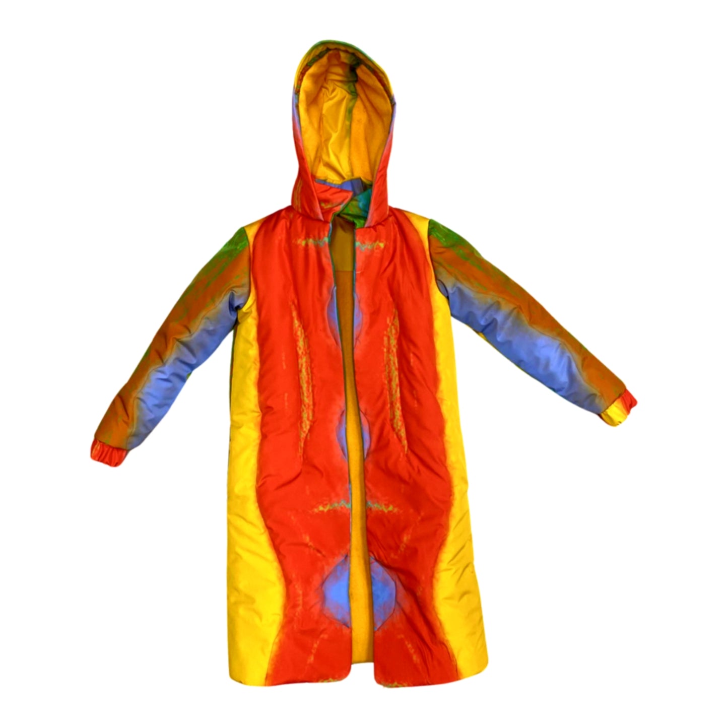 WINTER WATERPROOF LONG PUFFER COAT " REFLECTIONS " WITH HUGE HOODIE AND WARM INSULATION