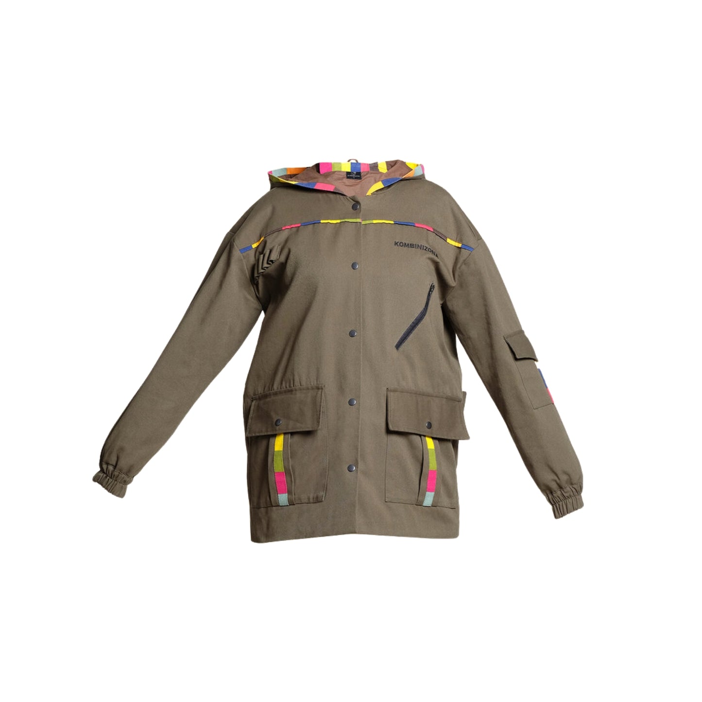 DENIM KHAKI COAT WITH FRONT AND BACK POCKETS