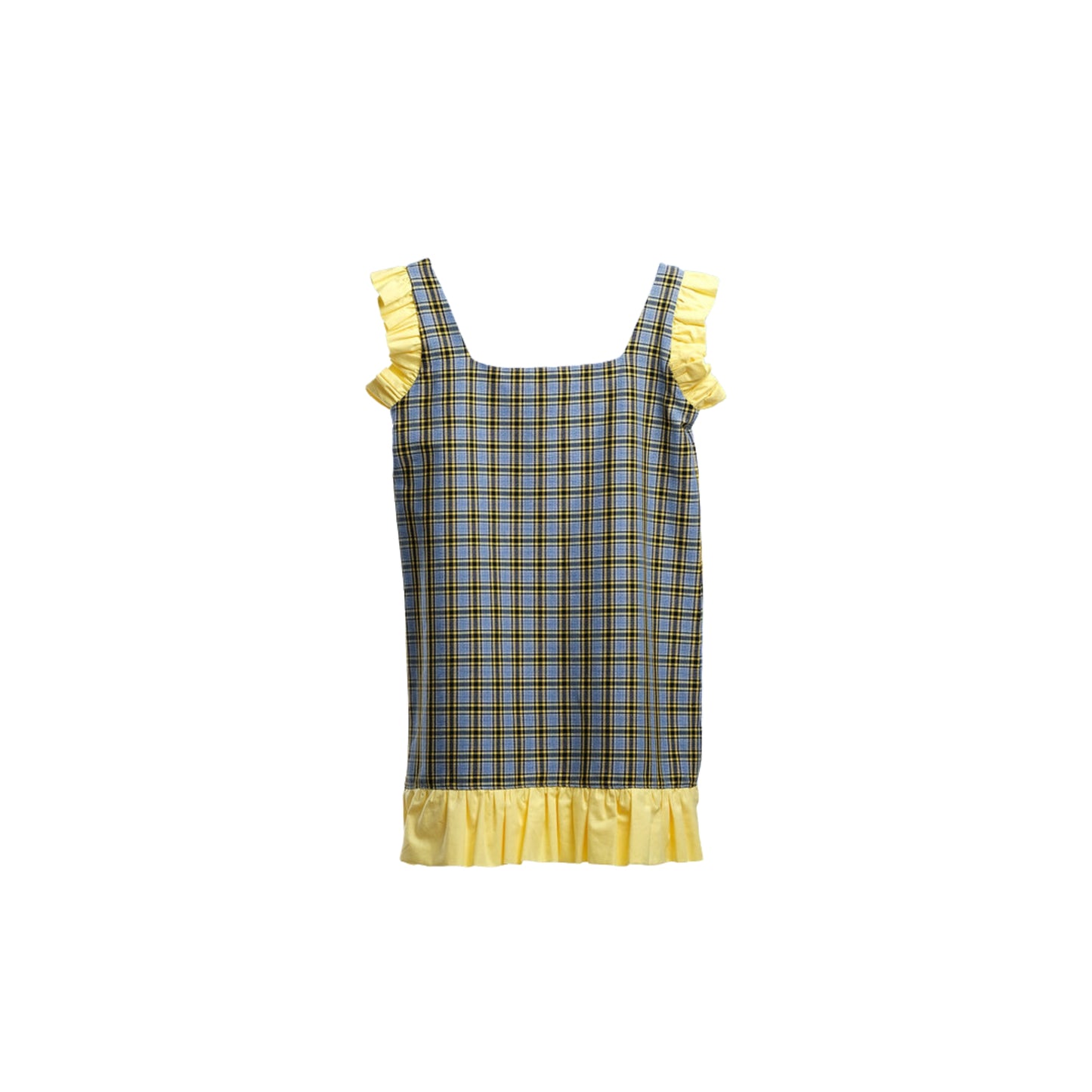 YELLOW #BACKTOSCHOOL DRESS WITH CUBES AND LACE