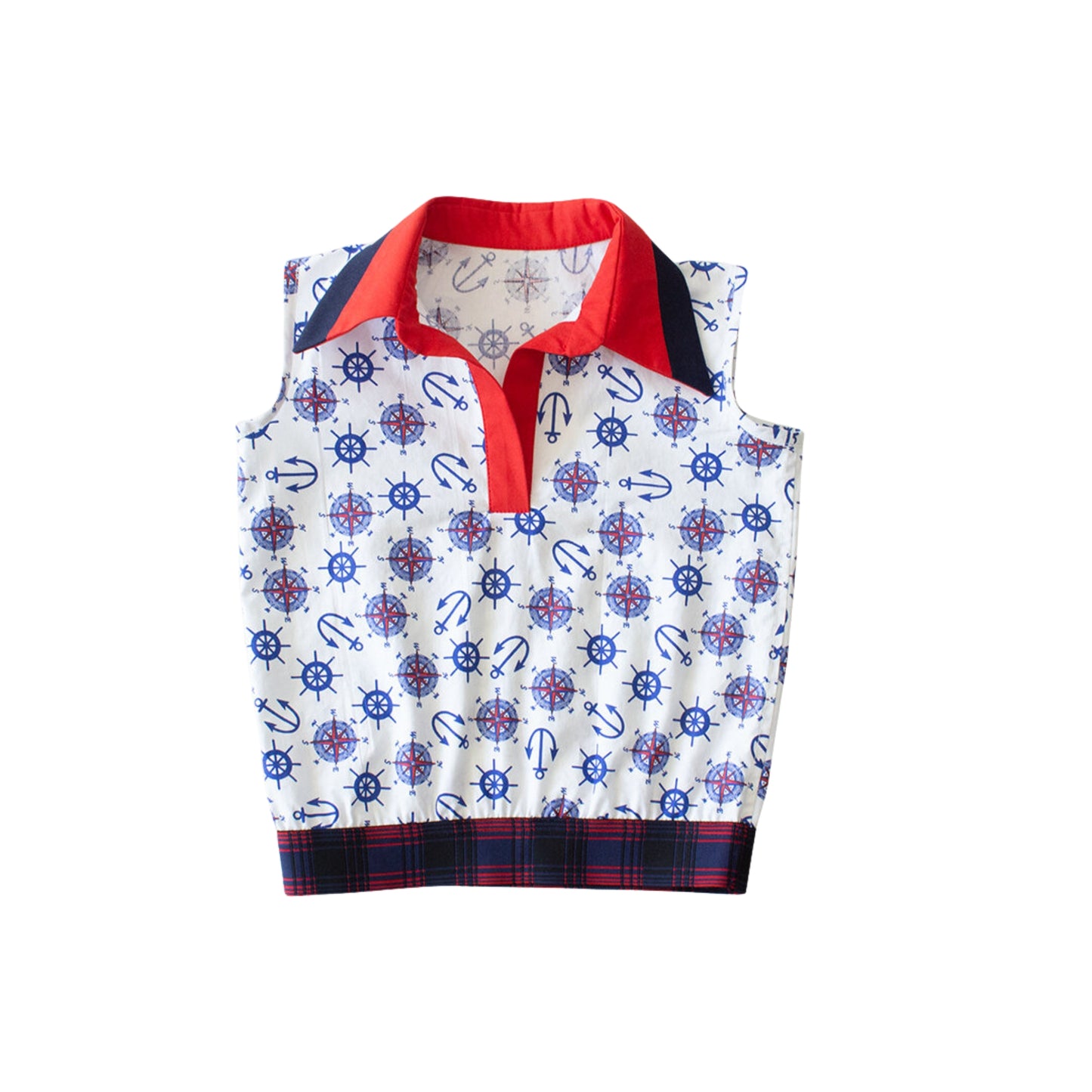 SAILOR TSHIRT WITH DENIM COLLAR AND BUTTONS ON FRONT