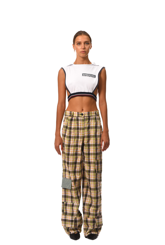 SALAD MIX PLAID CABARDINE TROUSERS