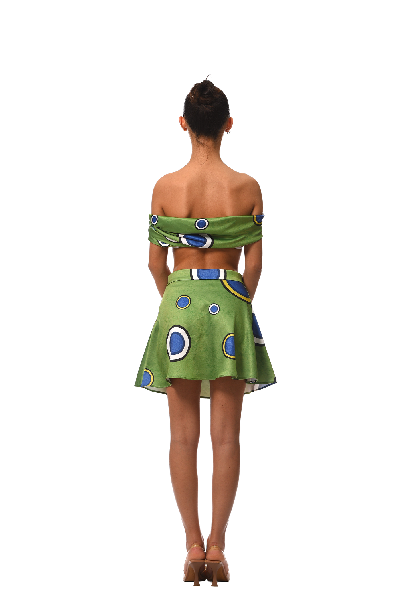 GREEN SILK CIRCLED DRESS