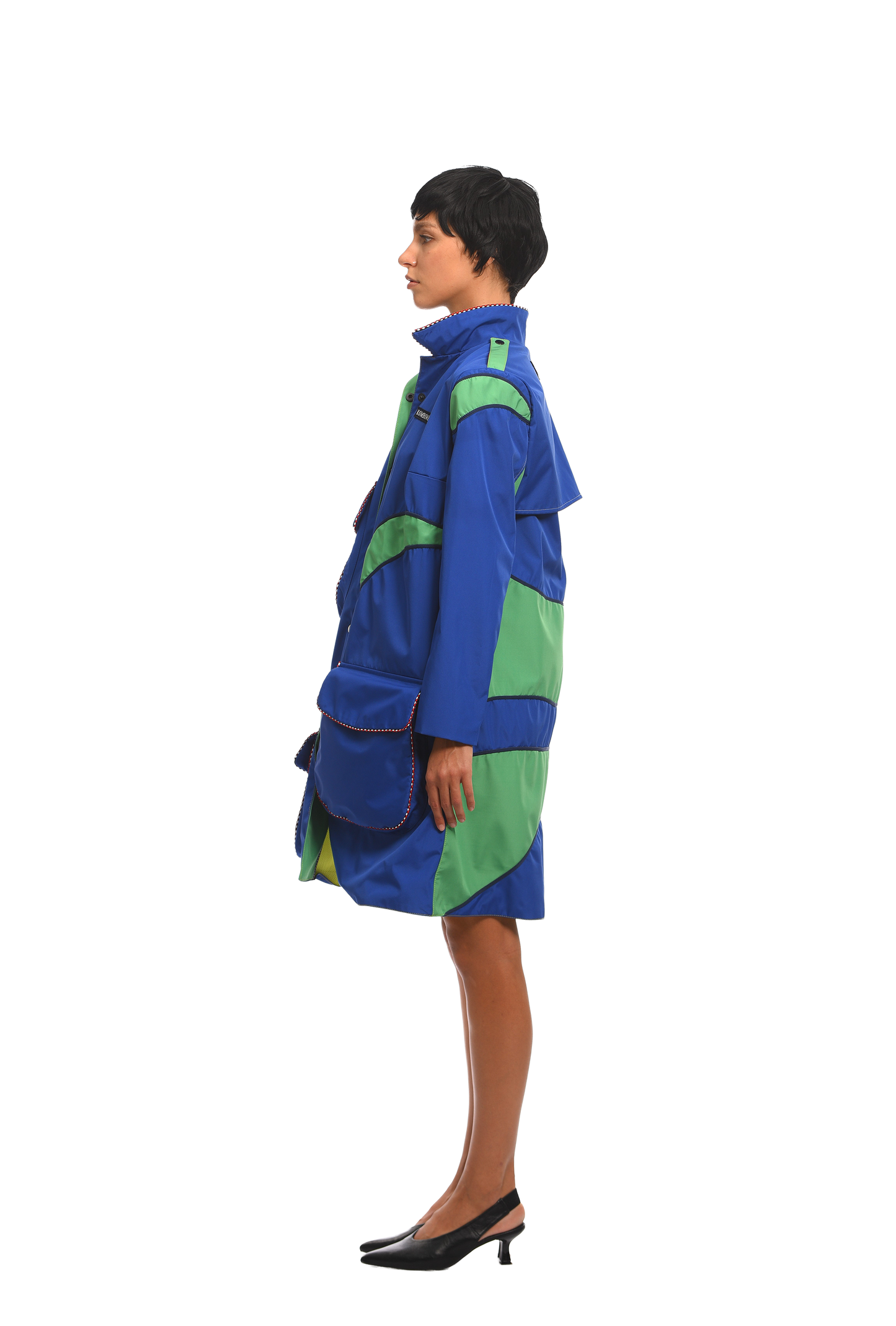 OCEAN BLUE RAINCOAT WITH WAVES