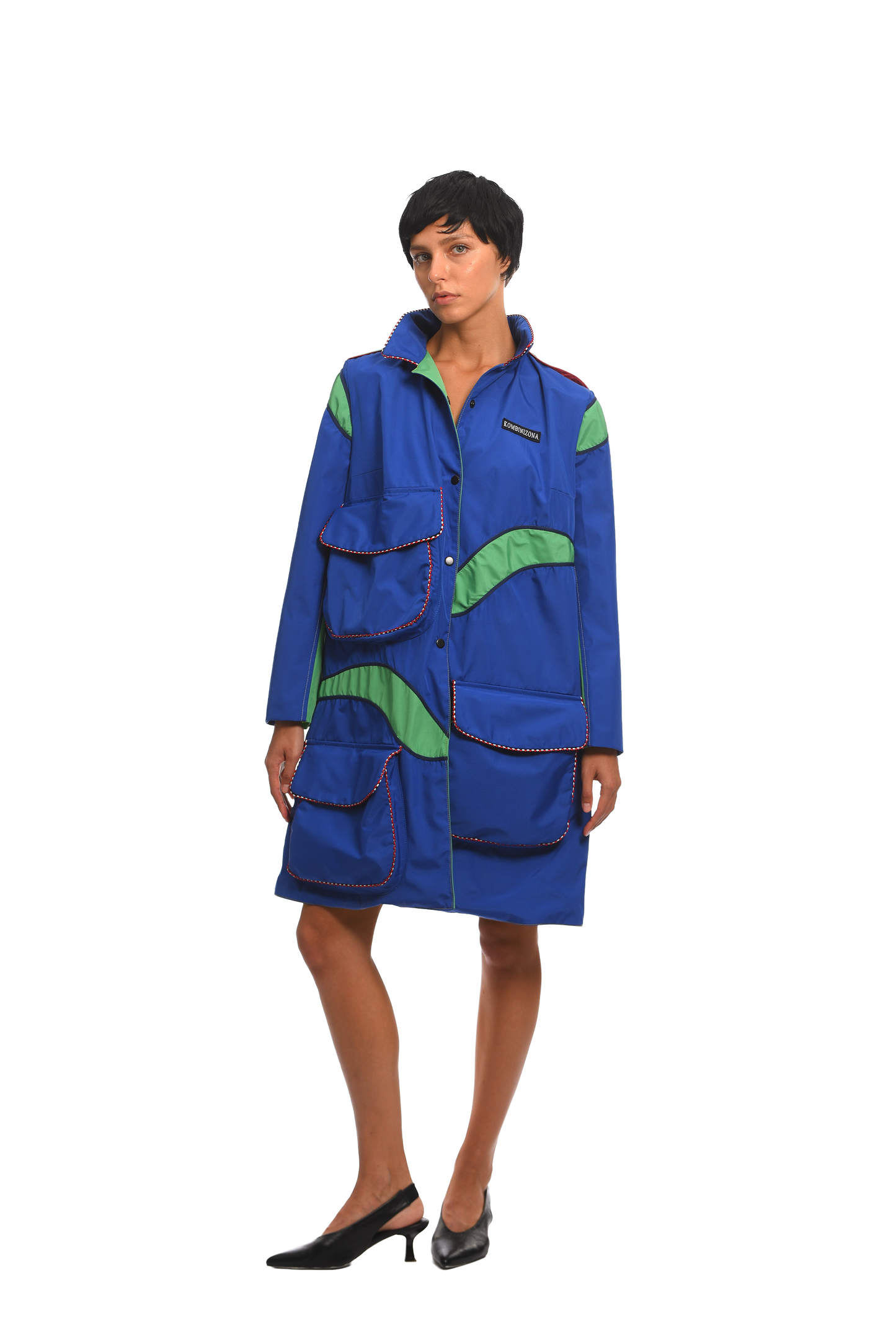OCEAN BLUE RAINCOAT WITH WAVES