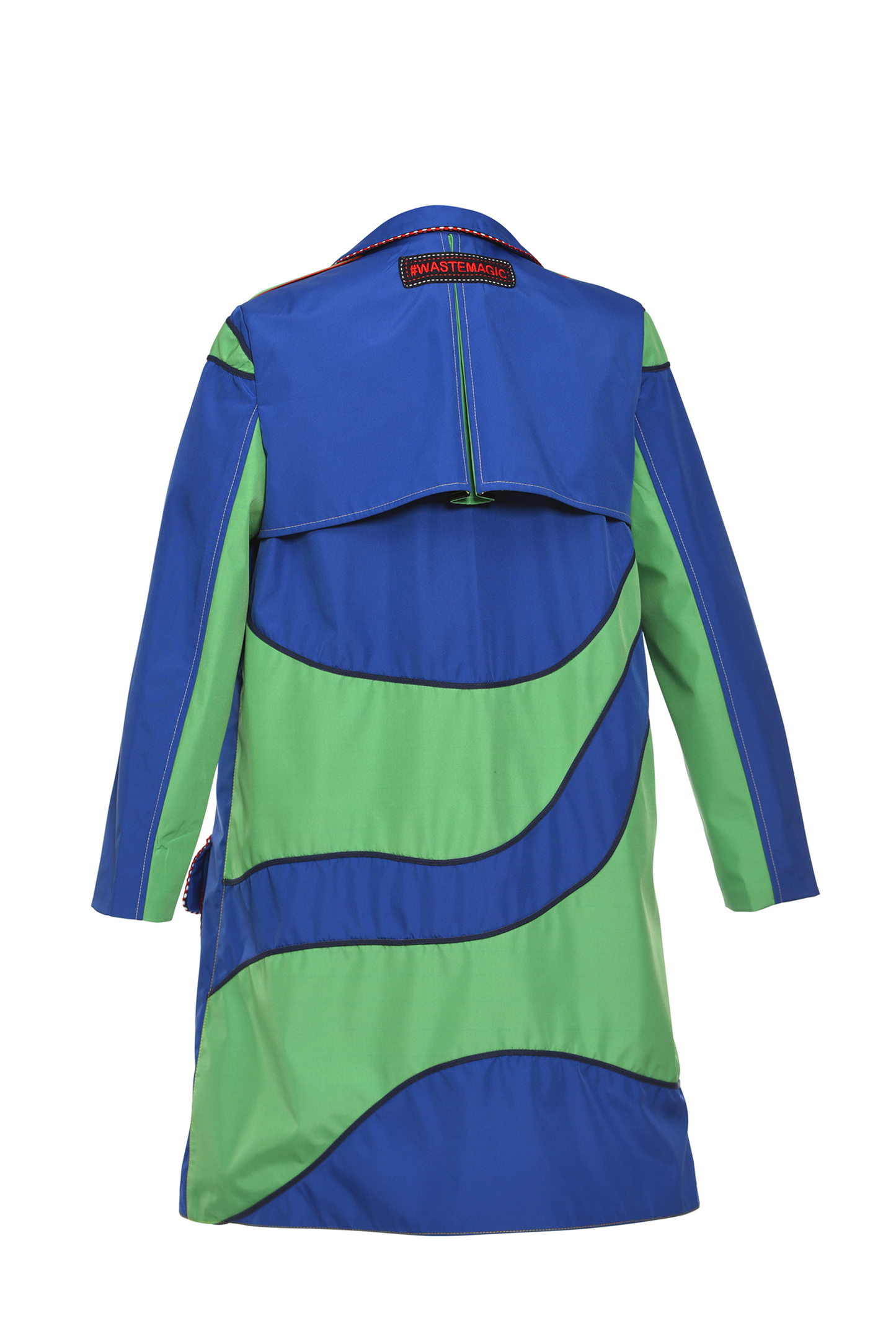 OCEAN BLUE RAINCOAT WITH WAVES