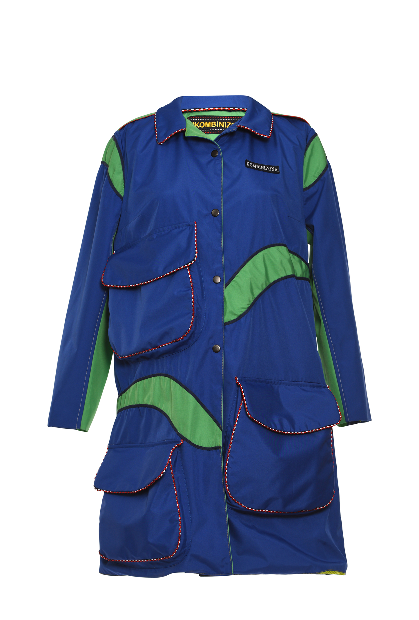 OCEAN BLUE RAINCOAT WITH WAVES