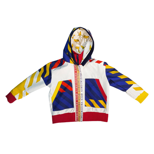 WIND/WATER PROOF LONG SLEEV COATS WITH UNIQUE LOGO PAINTING PRINTS , ZIPPERS,MANJJETTES AND HOOD WITH HANDMADE PRINT LINING