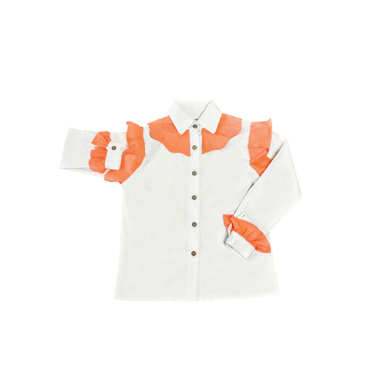 WHITE SAROCHINI BLOUSESHIRT WITH LGHT PINK COQUETTE AND LACE