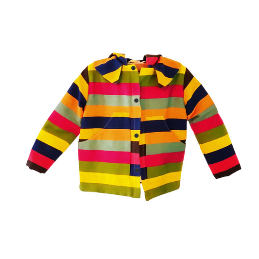 LINEN  RAINBOW COAT/JACKET WITH DOUBLE COLLAR AND COQUETTE