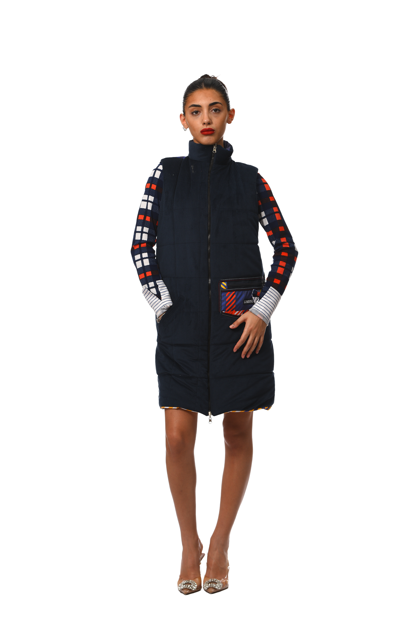 VELVET-PUFFER DOUBLE SIDE GILET