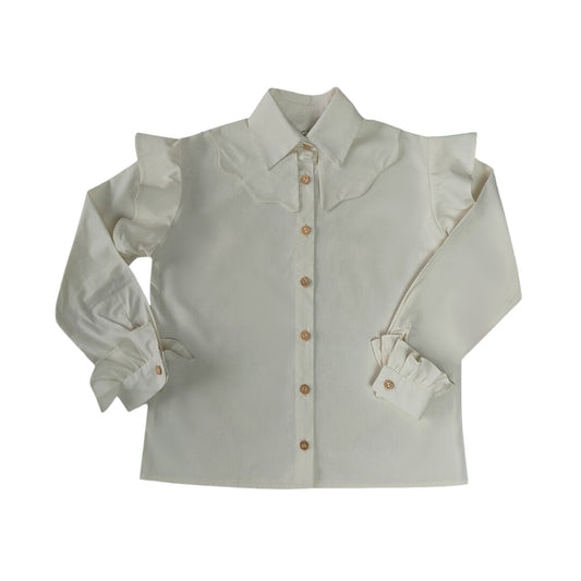 WHITE SAROCHINI BLOUSESHIRT WITH COQUETTE AND LACE